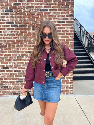 NEEDIi | Nikki Cropped Barn Jacket Wine