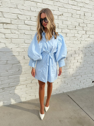 Remi Mini Shirt Dress Soft Blue