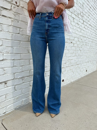 Daze Denim Sunset Flare high rise flare jeans in Too Sweet