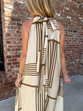 Geo Keyhole Halter  Dress