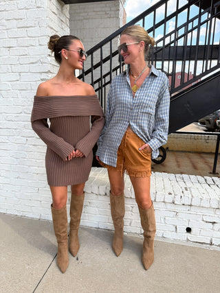 Lyla Sweater Mini Dress Brown