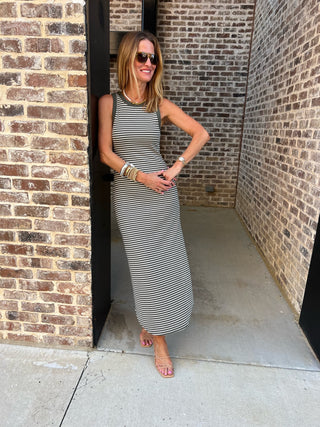 Z Supply | Goodwin Stripe Midi Dress Dark Agave
