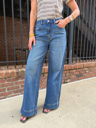 Vervet | Celeste Super High Rise Trouser Hem Baggy Wide Leg Jeans