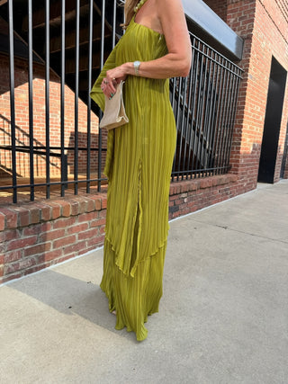 Ellie Pleated Set Chartreuse