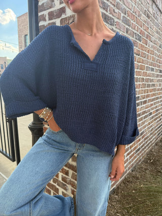 Kristen Cropped Sweater Navy