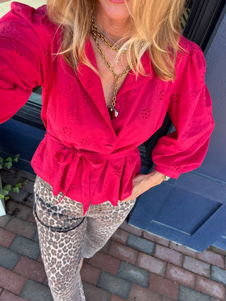Rockland Eyelet Blouse Red