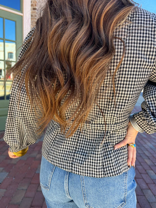 Olivaceous | Mya Checkered Shirt Black Taupe