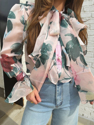 Beulahstyle | Bowtie Chiffon Blouse Floral