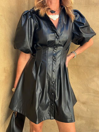 GLAM | Betty Pleather Dress Black