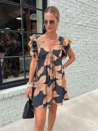 TCEC | Quira Floral Empire Dress Black