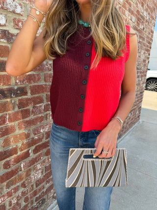 Averi Knit Vest Burgundy/Red