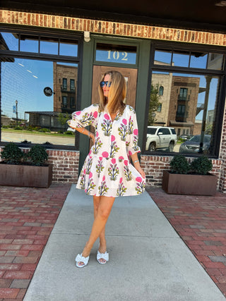 THML Clothing | Arden Floral Print Dress White