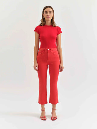 Daze Denim| Shy Girl Crop Flare Cherry