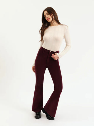 Daze | Sunset Flare High Rise Leg in Fig Cord