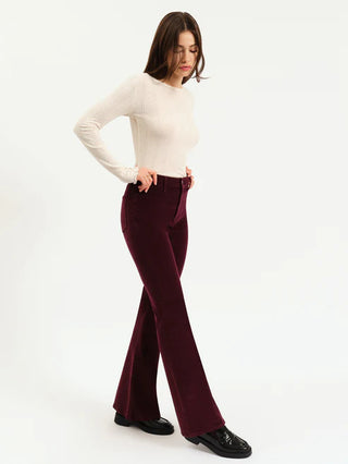 Daze | Sunset Flare High Rise Leg in Fig Cord