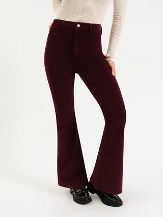 Daze | Sunset Flare High Rise Leg in Fig Cord