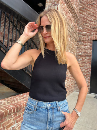 The Lake Sleeveless Knit Top Black