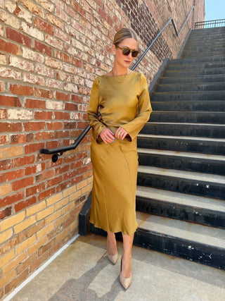 Brenna Satin Midi Dress