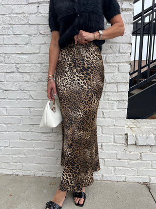 Needii | Leopard Satin Skirt
