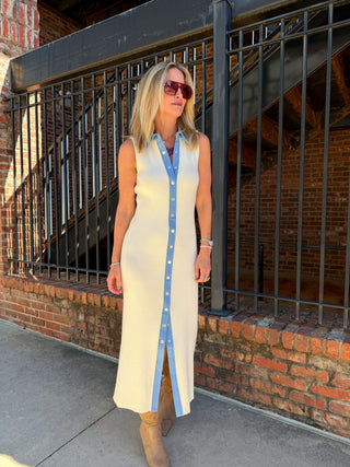 Jennifer Denim Knit Maxi Dress