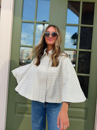 Nora Plaid Poncho Top