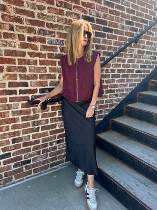 Entro | Vivvy Sleeveless Zip-up Vest Garnet