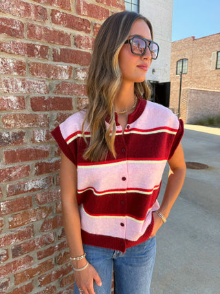 Marlow Sweater Vest Burgundy Combo