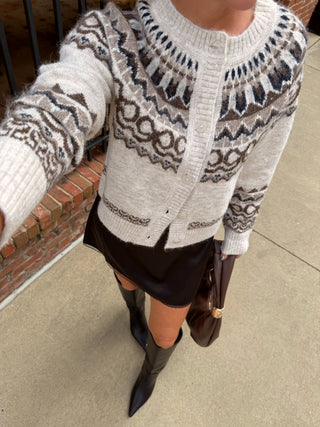 Amanda Nordic Cardigan Oatmeal Brown