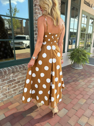 Linnea Printed Midi Dress Brown White
