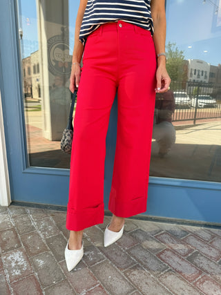 ENTRO | Stroll On Denim Pants Red