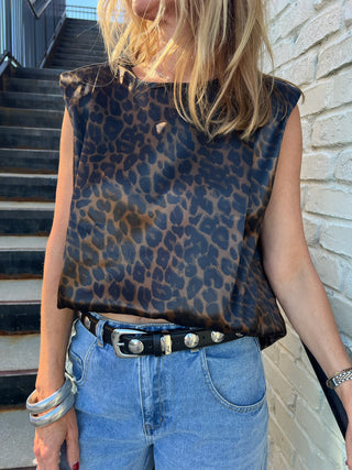 GLAM | Mya Padded Shoulder Top Brown