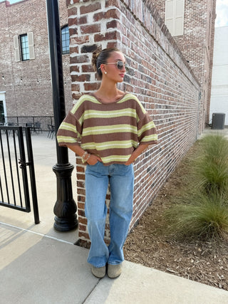 Arden Striped Sweater Cocoa Pistachio