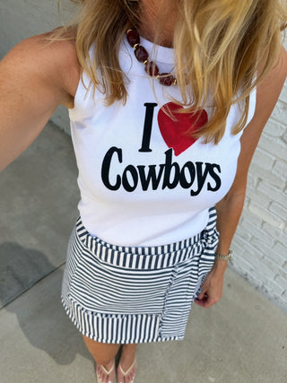 GIRL DANGEROUS | I Heart Cowboys Ribbed Crop Tank