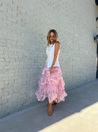 Rosalie Tiered Skirt Blush