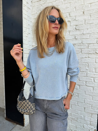 Circuit Knit Denim Sweatshirt Ocean Air Indigo