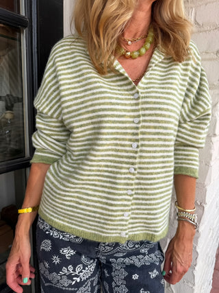 The Keepsake Cardigan Green Stripe
