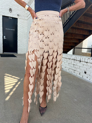 Plastic Hearts Fringe Skirt Tan
