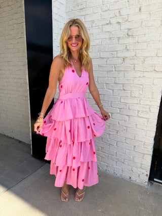 Entro |  The Posie Tiered Maxi Dress Pink