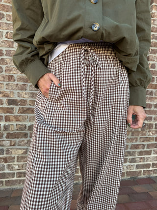 Entro Leah Check Pants Brown