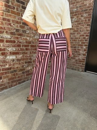 Liz Stripe Pants Plum/Pink