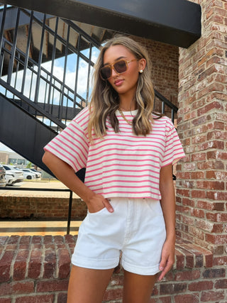 Coastal Classic Crop Tee - Pink