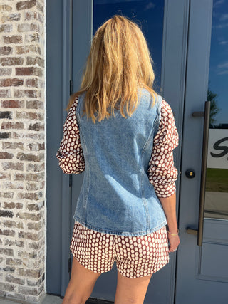 EESOME | Kaci Button Denim Vest Denim