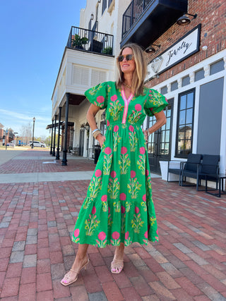 Camile Floral Midi/Maxi Dress Green