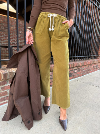 Hailey Corduroy Lounge Pants Lime