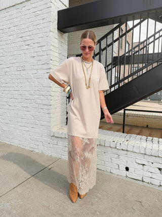Living Lace Dress Taupe