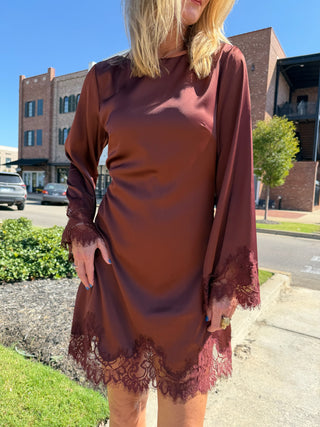 Genevieve Lace Dress - Rum Raisin