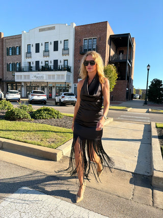 Molly Fringe Dress Black