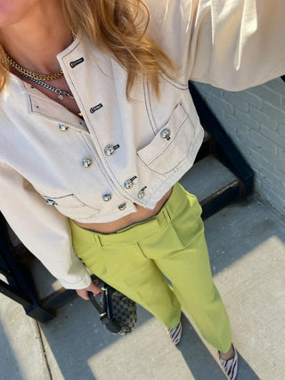 City Chic Cream Denim Jacket