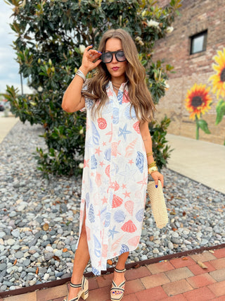 Sadie & Sage | Seashells Duster Shirt Dress