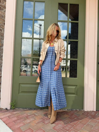 Z SUPPLY |  Angel Eyes Plaid Midi Dress Mystic Blue